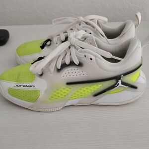 Jordan White and Bright Yellow Athletic Shoes